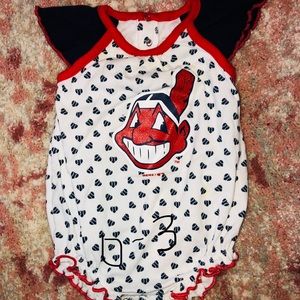 Cleveland Indians Baby Girl Romper Bundle